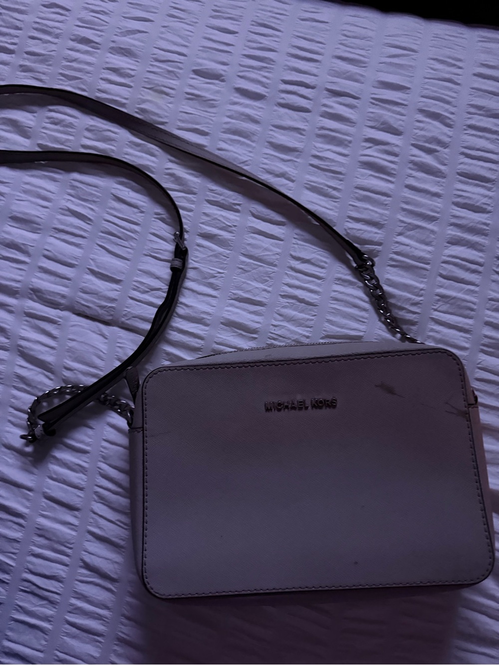 Michael Kors Small Crossbody Bag in Light Beige and Black Strap